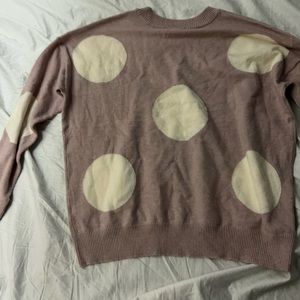 white Polkadotted purple sweater